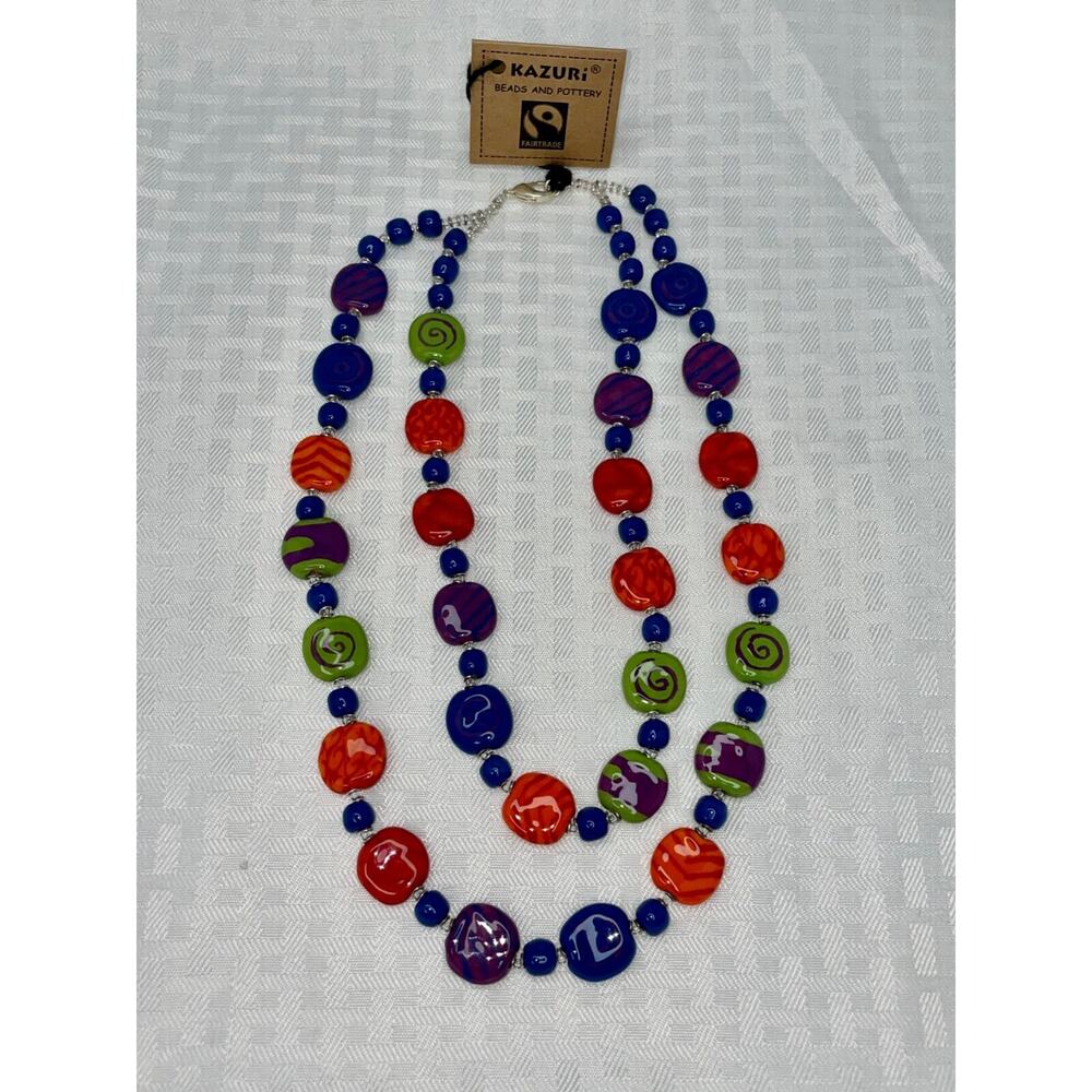 Kazuri Kenya Hand Crafted "Summer Day" Fair Trade Beaded Statement Necklace 25'